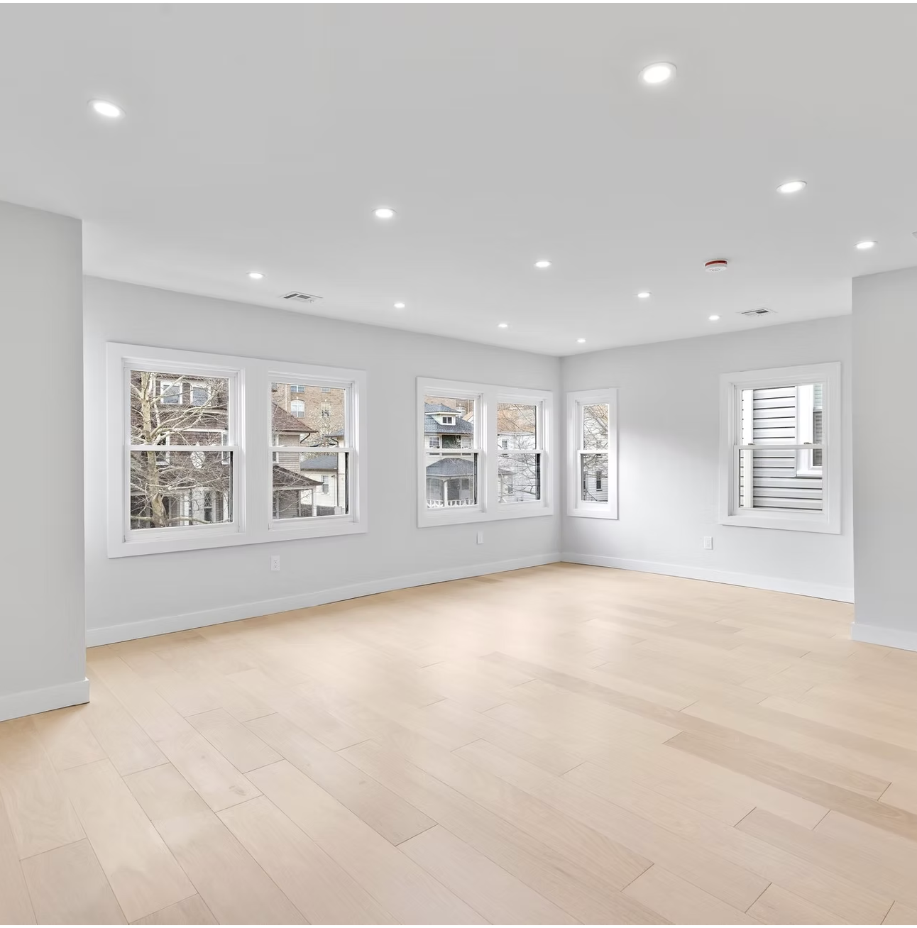 Corner living room with wide windows