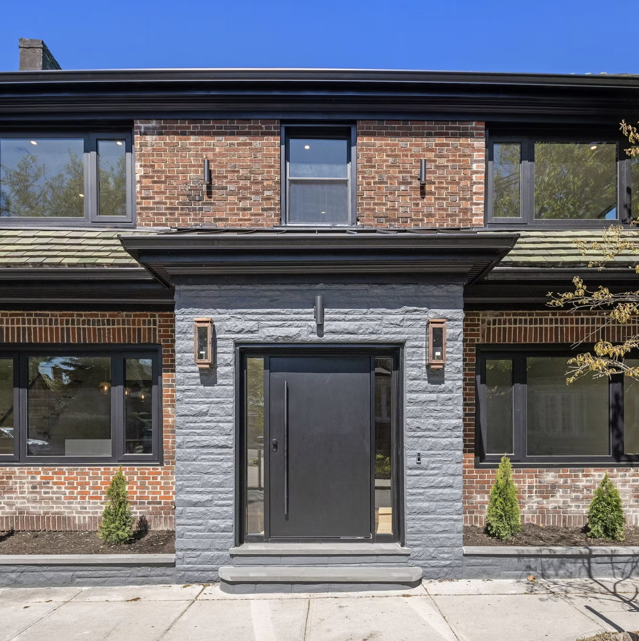 Front elevation with stone entrance surround
